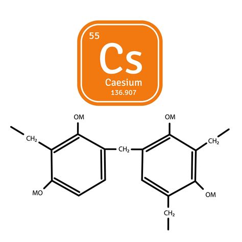Chemical molecular model of Caesium, Cesium 137. chemical formulas. Dangerous cesium 137 nuclear ...