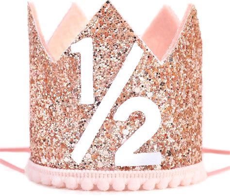 Buy WAHAWU Pink Half Birthday Party Crown - 12 Rose Gold Birthday Party ...