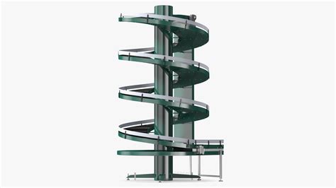 Slat Chain Spiral Conveyor Green 3D | 3D Molier International