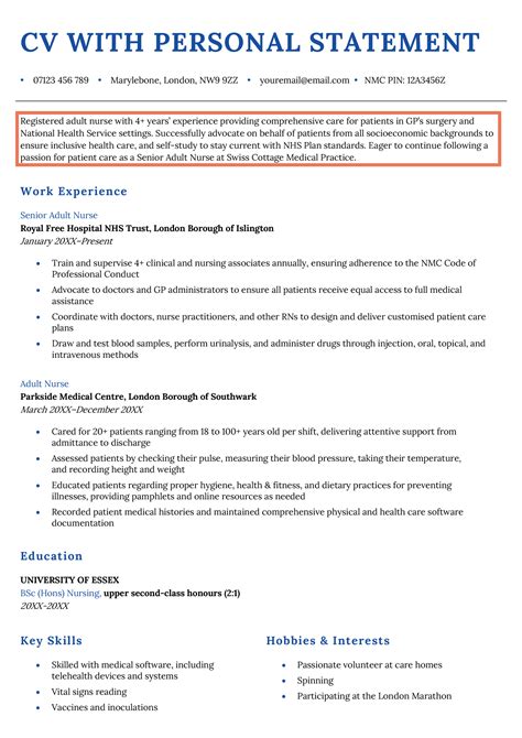 Personal Statement Resume Example