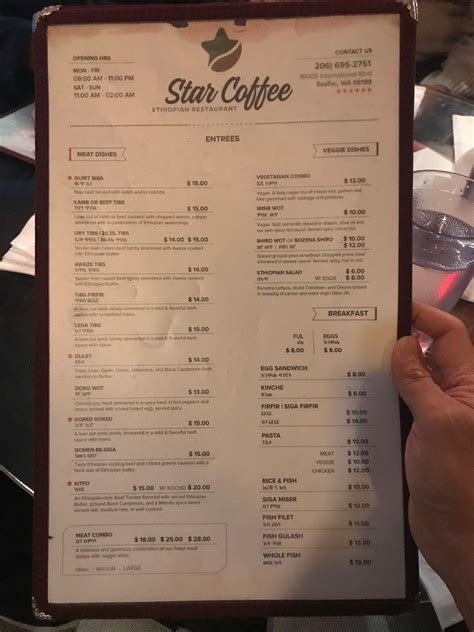 Menu at Star Coffee Restaurant, SeaTac