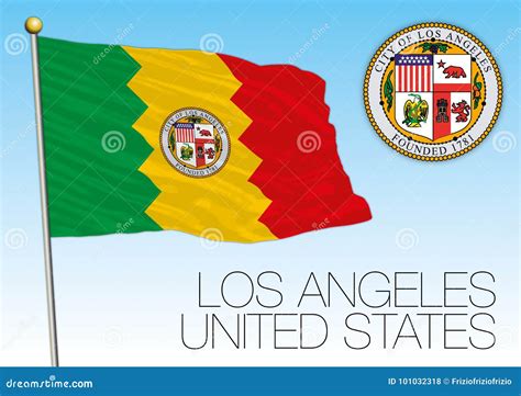Los Angeles City Flag and Seal, United States Stock Vector ...