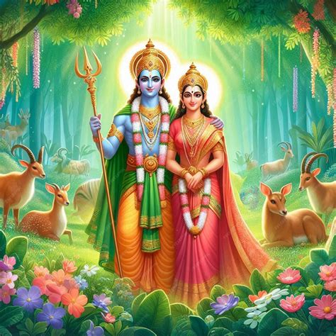 Lord Rama with goddess Sita in a serene celebration illustration ...