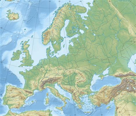 Подробная физическая и рельефная карта Европы. Европа – подробная физическая и рельефная карта ...