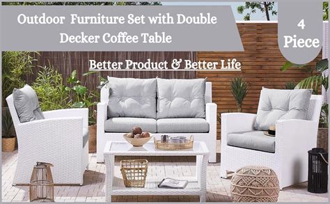 DEVOKO Outdoor Sectional Sofa Set with Weaving Wicker, HDPE Rattan ...