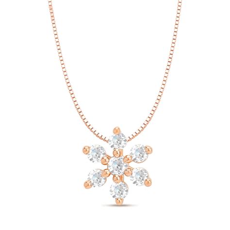 ZAVYA 925 Sterling Silver Floral CZ Rose Gold Plating Pendant Necklace ...