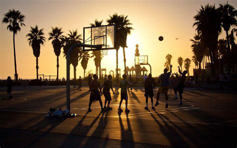 Download Venice Beach Sunset Basketball Court Wallpaper | Wallpapers.com