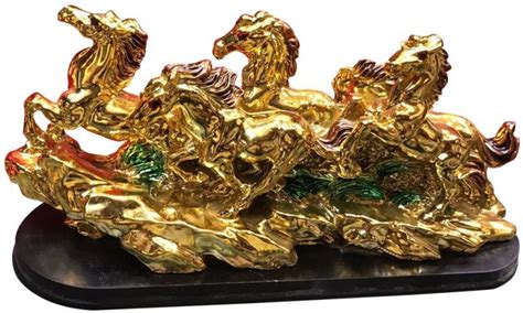 Vyne 5 Golden Galloping Running Horse Statue - Vastu / Feng Shui ...