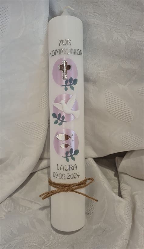 Kommunionkerze Taufkerze 30 x 5 cm oder 30 x 6 cm in reinweiss oder ...