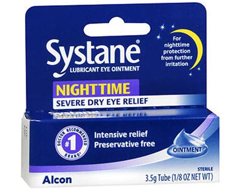 Systane Dry Eye Ointment Nighttime Therapy, Preservative Free, 3.5g, 3 ...