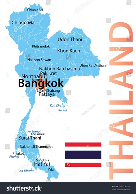 Thailand Map Largest Cities Carefully Scaled Stock Vector (Royalty Free ...