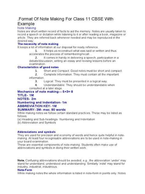Image result for Format for Note Making