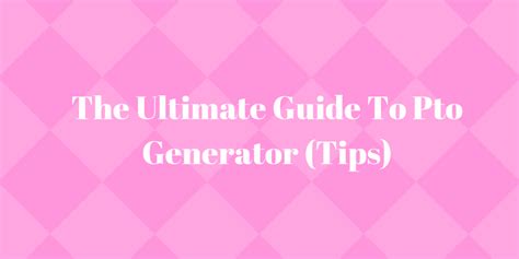 Image result for How to Use a PTO Generator