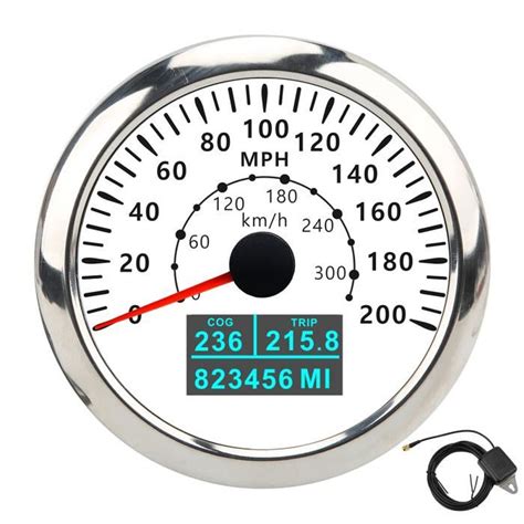LIH Compteur de vitesse GPS 85 mm 0‑200MPH 0‑300KM/H IP67 Compteur kilométrique numérique ...