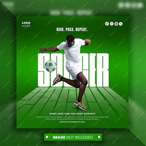 Soccer promotion kick pass repeat social media post | Premium PSD