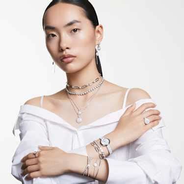 Sublima cocktail ring, White, Rhodium plated | Swarovski