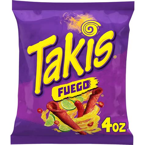 Takis Fuego Rolls 4 oz Bag, Hot Chili Pepper & Lime Flavored Spicy ...