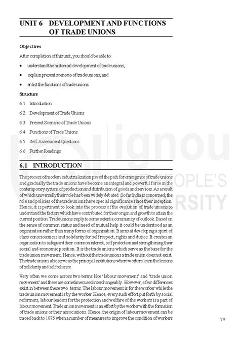 Unit 6: Development and Functions of Trade Unions in India - Studocu