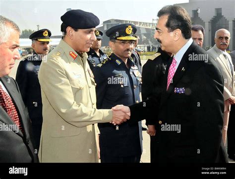 Prime Minister, Syed Yusuf Raza Gilani being seen off by the Services ...