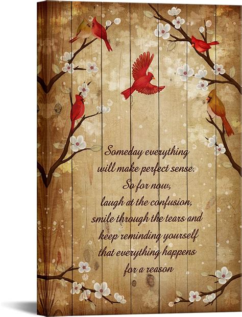 Buy RyounoArt Cardinal Bird Canvas Wall Art Red Birds with Vintage Wood ...