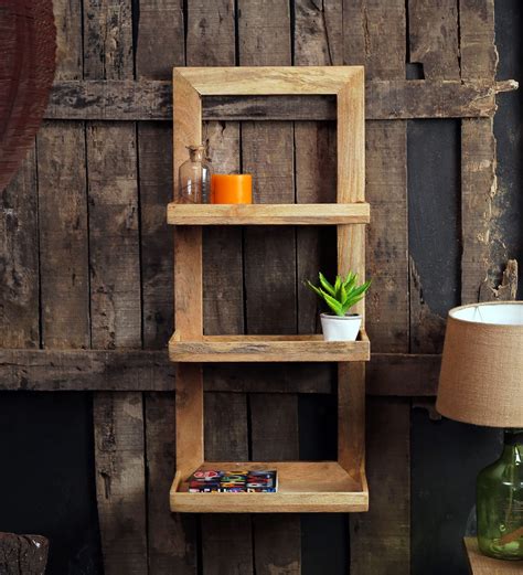 Buy Mango Wood Floating Wall Shelf in Distressed finish by Fabuliv ...