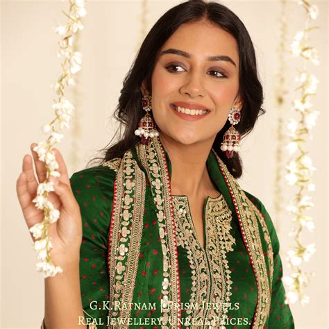 18k Gold and Diamond Polki Open Setting Jhumki Earring Pair with Rubie ...