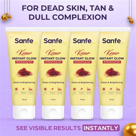 Sanfe Kesar Instant Glow Exfoliating Gel - 100g (Pack of 4)