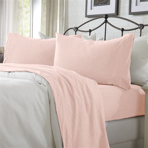 Cotton Heathered Melange Jersey Knit Bed Sheet Set, Twin, 3 Pieces ...