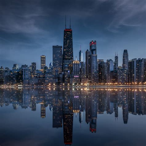 Chicago City Skyline At Night Chicago City At Night Photograph By Paul