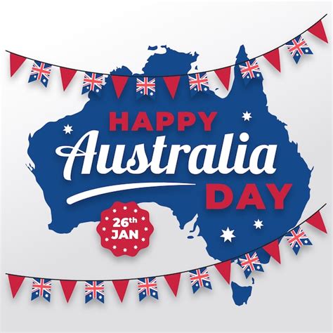 Dia da Austrália plana com mapa e festão | Vetor Grátis
