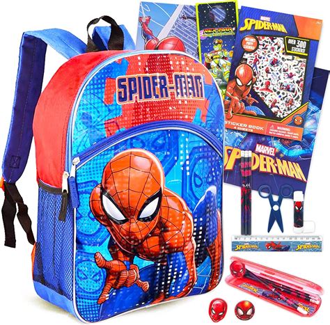 Amazon.com: Marvel Shop Spiderman Backpack for Boys 7-8 Set - 14 Pc ...