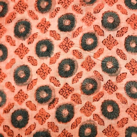 Mul Pure Cotton Bagru Prach With Dark Green Dahlia Flowers Motifs Hand ...