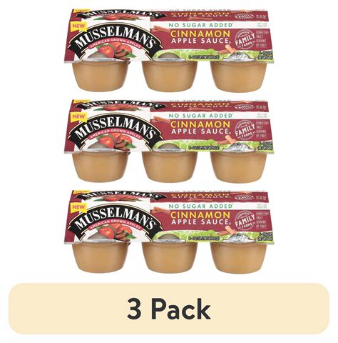 (3 pack) Musselman's No Sugar Added Cinnamon Applesauce 4oz, 6 count ...