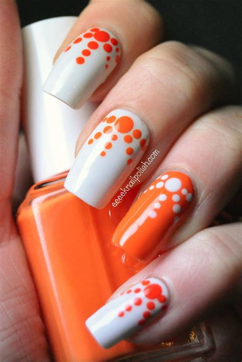 orange white nail art