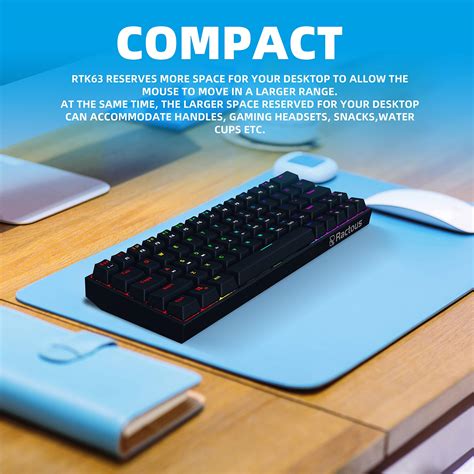 Buy Ractous RTK63 60% Mechanical Gaming Keyboard True RGB Backlit Type ...
