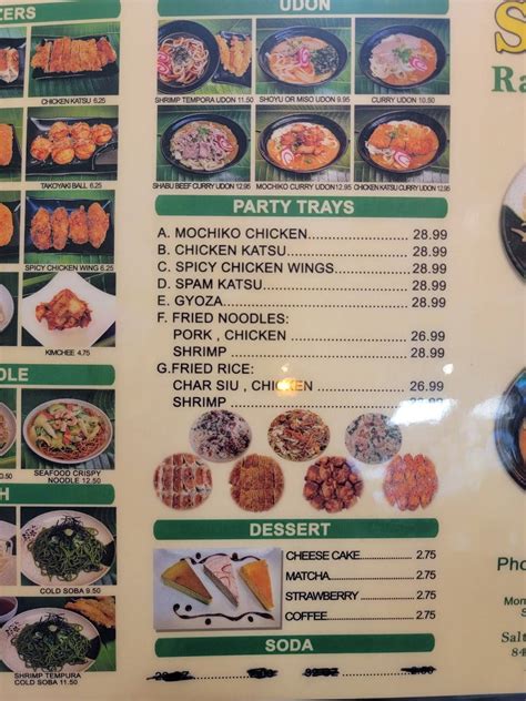 Menu at Sun Sun Ramen and Curry restaurant, Honolulu