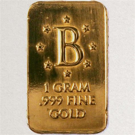 1 Gram (NOT GRAIN) 24K Gold B Bar .999 Pure - Benchmark Strategic Metals