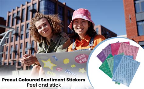 CrafTangles Precut Coloured Sentiment Stickers (544 pcs) Peel and Stick ...