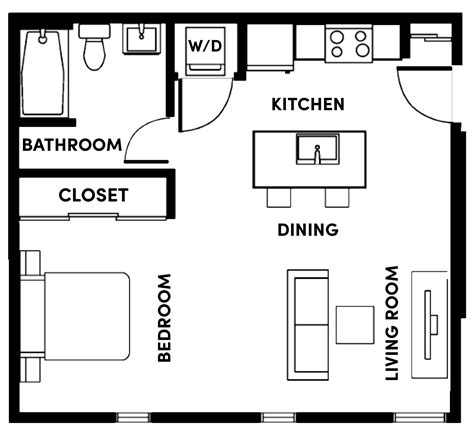 Studio-Apartment-Floor-Plan | Modern Hotel and Bar | Apartment floor ...
