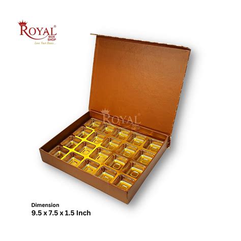 Rigid Chocolate Boxes 20 Cavity With Magnetic Flap I Brown with Gold F ...