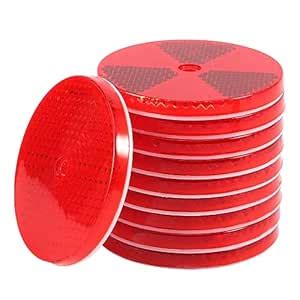 Kakalote 10 Pack 80mm Round Reflector, Red High Visibility Reflective ...