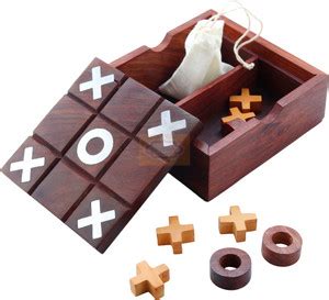ORTUS Wooden Tic Tac Toe Solitaire 2-in-1 Travel Board Game, Brown ...