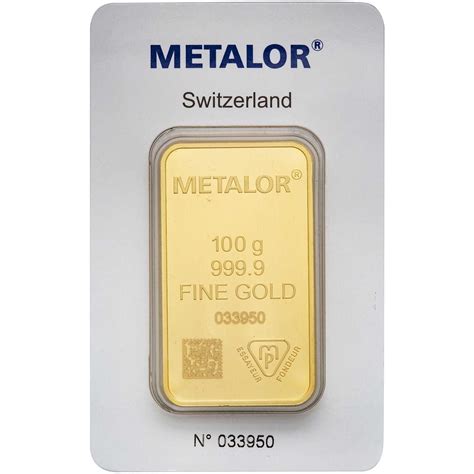 Metalor 100g Minted Gold Bullion Bar - RPS Bullion