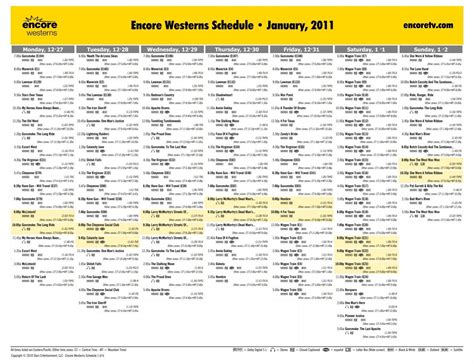 Encore Westerns Schedule - January, 2011 - Starz