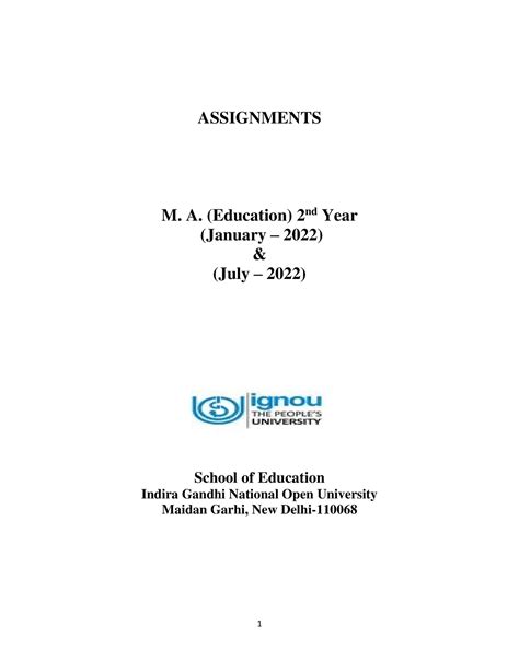 M.A. (Education) Assignments Jan-July 2022 (Second Year) - ASSIGNMENTS ...