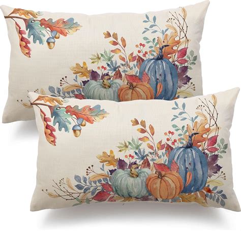 Amazon.com: DFXSZ Fall Pillow Covers 12x20 inch Set of 2 Blue and Green ...