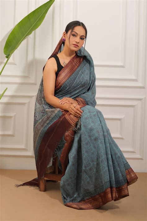 Bagh Print Maheshwari Silk Saree – Shabanam Printer