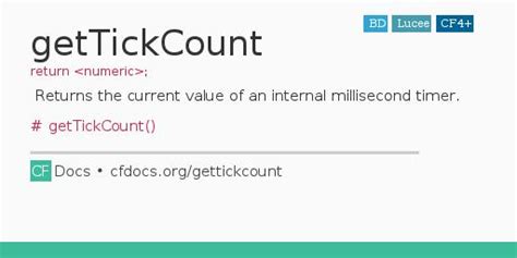 getTickCount Code Examples and CFML Documentation