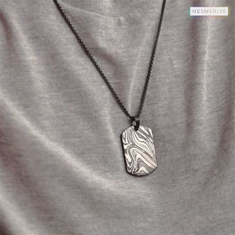 Damascus Steel Dog Tag Necklace - Mesmerize India
