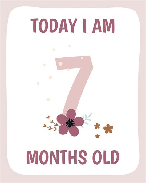 7 months Birthday party invitation with flowers. 20687466 Vector Art at ...